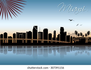 Miami skyline - vector illustration