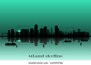 Miami skyline vector silhouette.