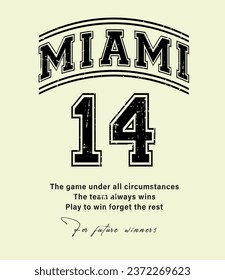 Miami Slogan College typography tee vector 