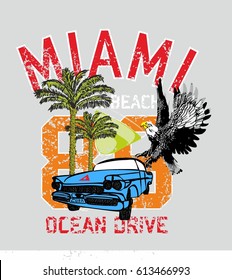 Miami South Beach graphic design vector art