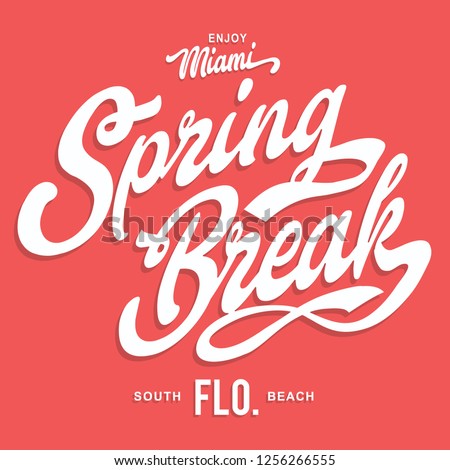 Miami spring break typography, tee shirt graphics, vectors