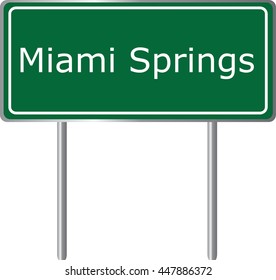 Miami Springs , Florida, road sign green vector illustration, road table, USA city

