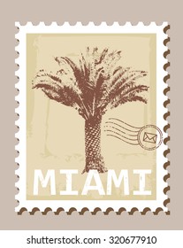 Miami stamp, grunge vector illustration