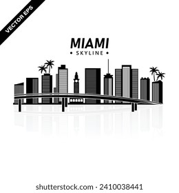 Miami state skyline | Easy to adjust | Ready for incorporating on your flyer designs |