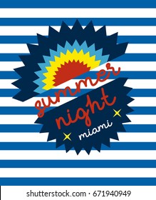 miami summer night,t-shirt print poster vector illustration