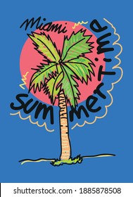 miami summer time,t-shirt design fashion vector