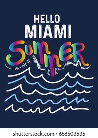 miami summer.t-shirt print poster vector illustration