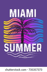 miami summer,t-shirt print poster vector illustration
