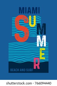 miami summer,t-shirt print poster vector illustration