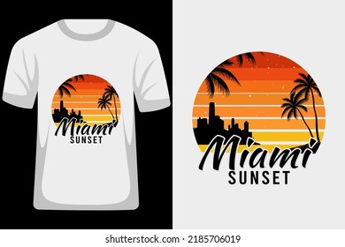 Miami Sunset Retro Vintage T Shirt Design