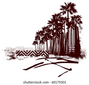 miami surf scene with grunge background