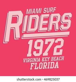 Miami surf typography, t-shirt graphics, vectors