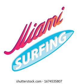 Miami surfing icon. Isometric illustration of miami surfing vector icon for web