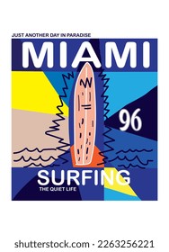 miami surfing,t-shirt design fashion vector