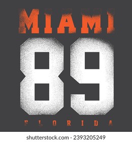  Miami Text Print, varsity print t shirt Design, beach text print Miami, varsity t-shirt women's, Retro college varsity font typography, Varsity USA, Miami slogan print for fashion tee and tshirt