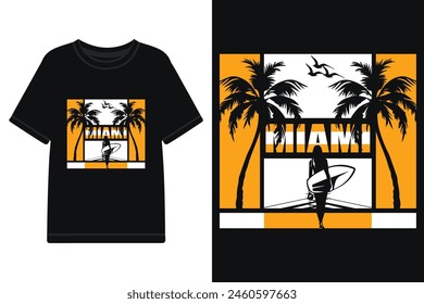 Miami tshirt design, summer tshirt design, summer vacation tshirt, miami beach vector illustration