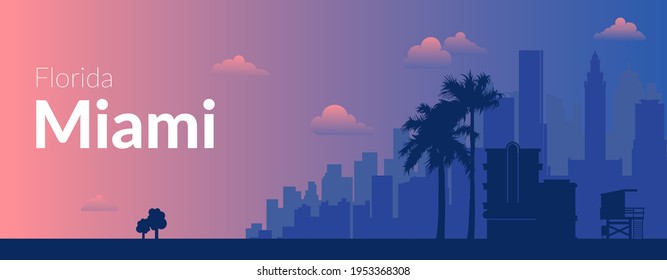 Miami, EE.UU. y el famoso paisaje de la ciudad.