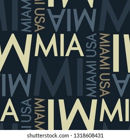 Miami, USA seamless pattern, typographic city background, texture.