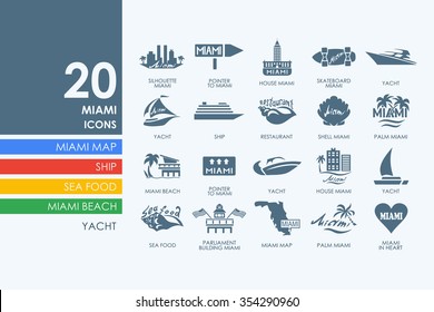 Miami vector set of modern simple icons