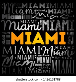 Miami wallpaper word cloud, travel concept background