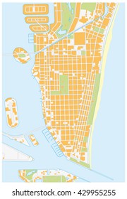 Miami-beach Detailed Vector Street Map, Florida