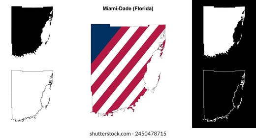 Miami-Dade County (Florida) outline map set