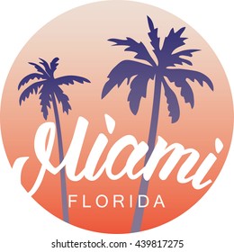 ''MIAMI-FLORIDA'' artwork for t-shirt, poster, postcard...Hand lettering typography.
