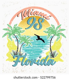 Miami,Florida.vector illustration.t shirt graphic design