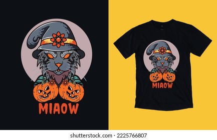 miaow Halloween t shirt, spooky night, nightmart, spooky season, typography t shirt design, grunge