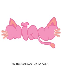 miaw illustration. cat voice drawing. Vector graphic design for t-shirt.