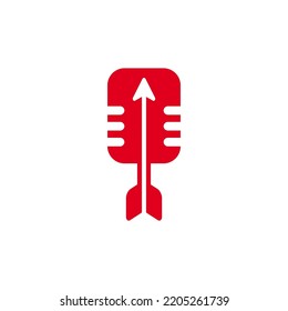 mic and arrow logo design vector sign