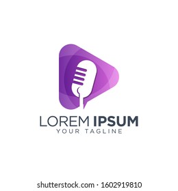 Mic Audio Podcast Logo Design Template Vector