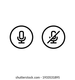 Mic, audio and sound mute line icon. Simple outline style for Video Conference, Webinar and Video chat. Vector illustration isolated on white background. EPS 10