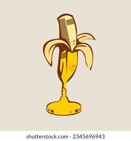 mic banana icon ilustration vector