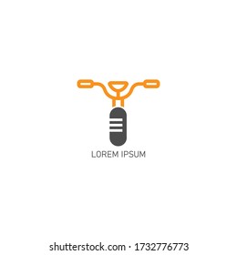 mic bike logo design with flat style