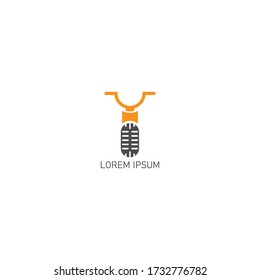 mic bike logo design with flat style
