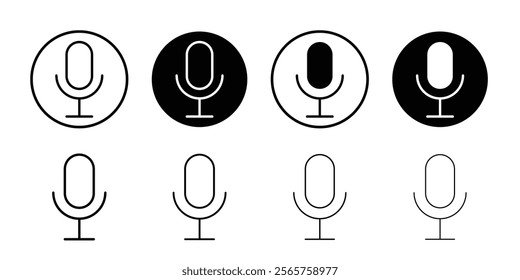 Mic button icon Black and white outline vector