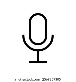 Mic button icon Black and white outline vector