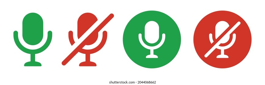 Mic Button Icon. Microphone Icon. Mute And Unmute Audio Microphone.