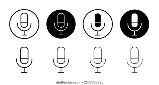 Mic button icon Thin line art isolated