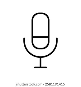 Mic button icon Thin line art isolated