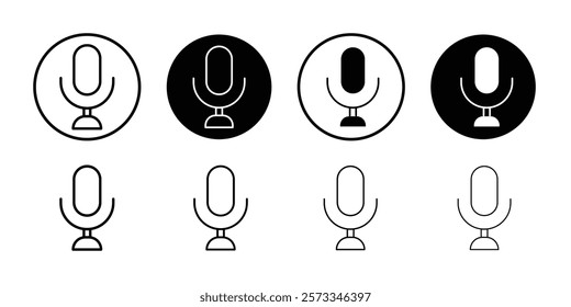 Mic button icon vector line logo mark or symbol set collection outline style