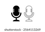 Mic Button Vector Icon set, Microphone symbol, Voice message graphic elements, Social media and App interface Clip art, Black Modern Isolate icon for Phone call, Vector Stock. Microphone icon vector.