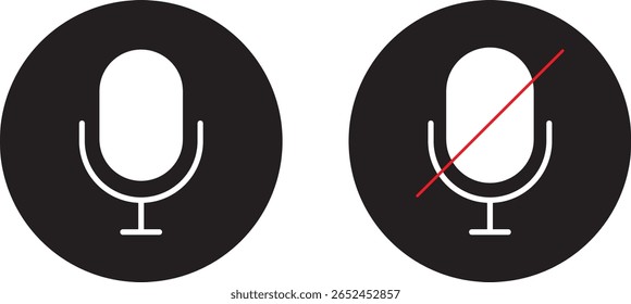 Conjunto de ícones do vetor do botão do microfone. microfone plano, design,, design do site, Símbolo de som para Podcast
