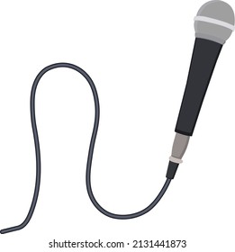 Mic with cable, illustration, vector on a white background.