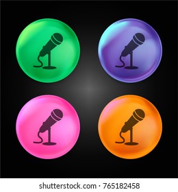 Mic crystal ball design icon in green - blue - pink and orange.
