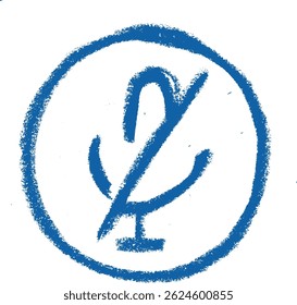 Mic Disabled Icon Crayon Chalk Drawing Vector 