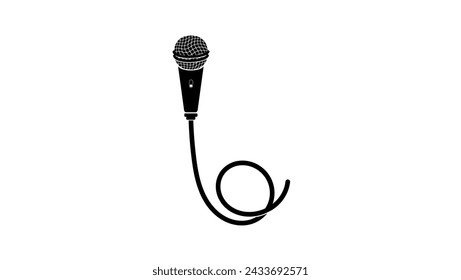 mic emblem, black isolated silhouette