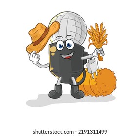 the mic farmer mascot. cartoon vector