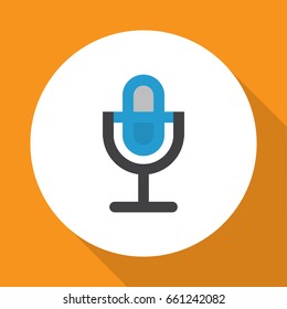Mic Flat Icon Symbol. Premium Quality Isolated Karaoke Element In Trendy Style.